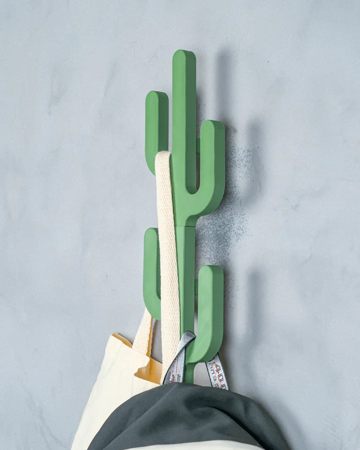 Cabideiro de Parede Cacto Verde - Gancho Decorativo Moderno