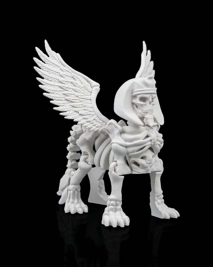 Esfinge Alada Esquelética Branca - Escultura Egípcia Decorativa